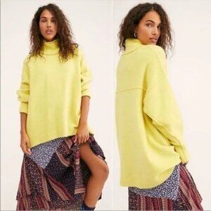 Free People Afterglow Sweater - Lime Green - Size M